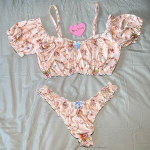 Sugar Thrillz Floral Satin Intimates 2PC Set